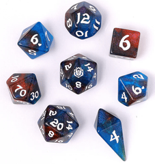 Hymgho Dice: 8 Set Polyhedral Wyrmforged Rollers Rounded Resin Mystic Nebula HY02009